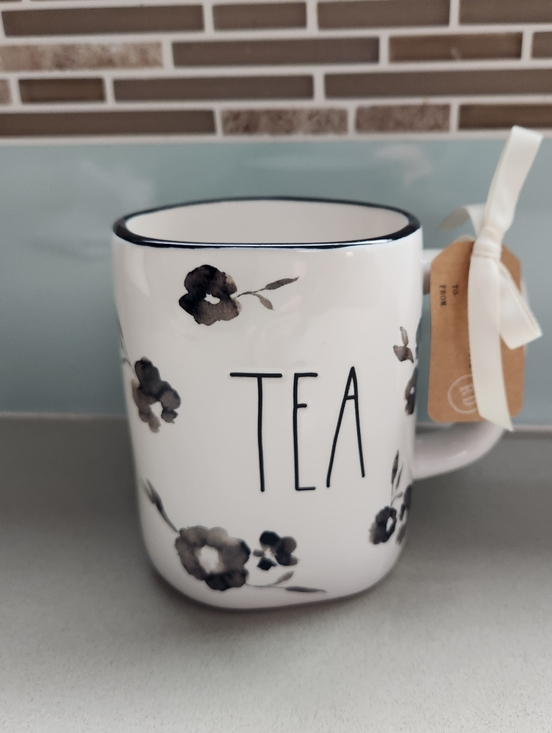 Rae Dunn Other - Rae Dunn White and Black Flower Floral Tea Mug -WHITE **NEW